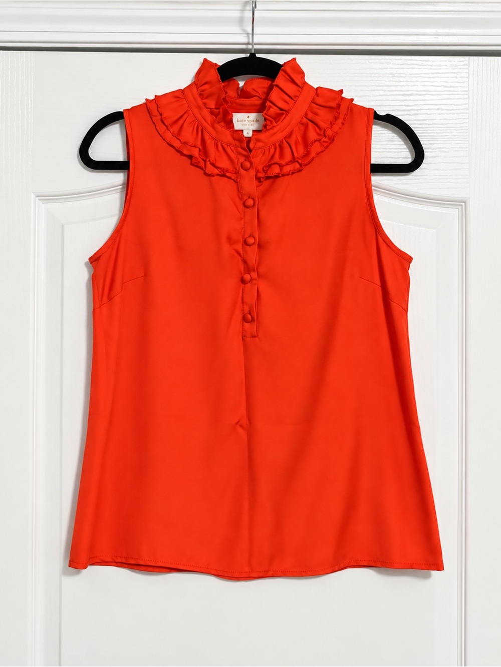 kate spade 100% Silk Sleeveless Ruffle Neck Blouse